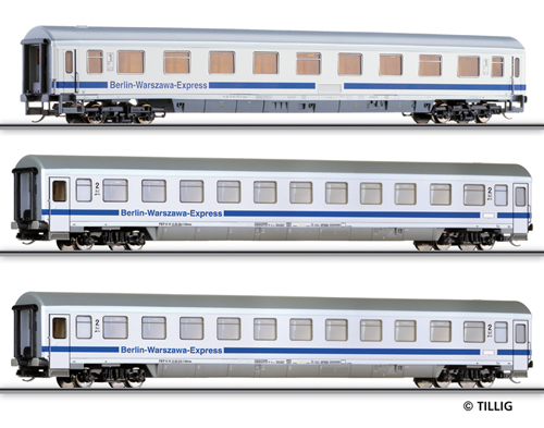Set of 3 Passenger cars Berlin-Warzawa-Express.(Limited edition)<br /><a href='images/pictures/Tillig/01601.jpg' target='_blank'>Full size image</a>